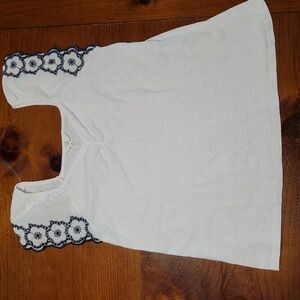 EUC Womens Top with Blue Flower Embroidery